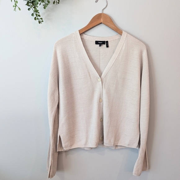 Theory Sweaters - Theory Women's Cream Cardigan Sweater